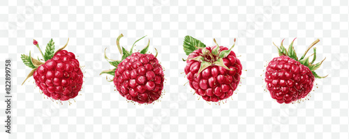 Raspberry fruit watercolor isolated transparent