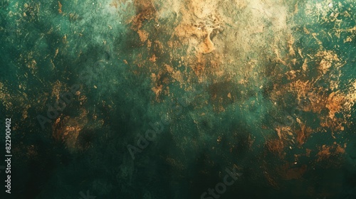 An artistic texture abstract background of green and gold painted on wall. Beautiful painting painted with oil colored or acrylic or watercolor in green and gold colors with canvas texture. AIG42.
