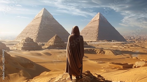 A time traveler witnessing the construction of the pyramids in ancient Egypt,