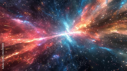 A vibrant depiction of cosmic rays streaking through the galaxy,