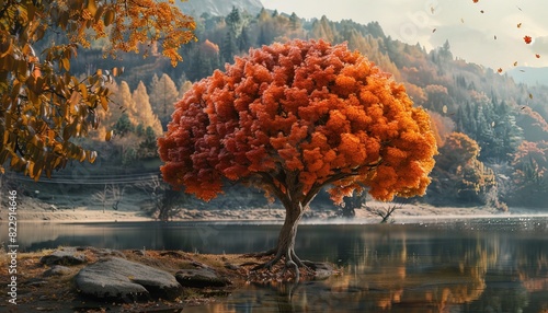 autumn tree in brain shape