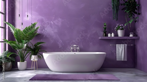 Soft Lavender Bathroom with soothing lavender walls, white fixtures, and silver accents, creating a relaxing spa-like ambiance, against a solid dark green background