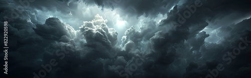 Abstract mystical scary black clouds meteorology illustration cloudy sky background 