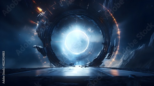 Mesmerizing Blackhole Portal Unveiling Futuristic Digital Cosmos and Boundless Technological Innovation