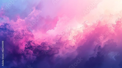 An ethereal dreamscape of swirling clouds, painted in hues of purple, pink, and blue. Soft and fluffy, they seem to beckon the viewer to