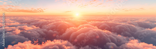 An Ethereal Cloudscape In A Dreamy Blue sky heavenly and whimsical sun on background 