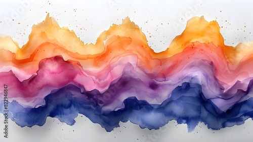Captivating Watercolor Landscape with Fluid Brushstrokes and Vibrant Color Gradients