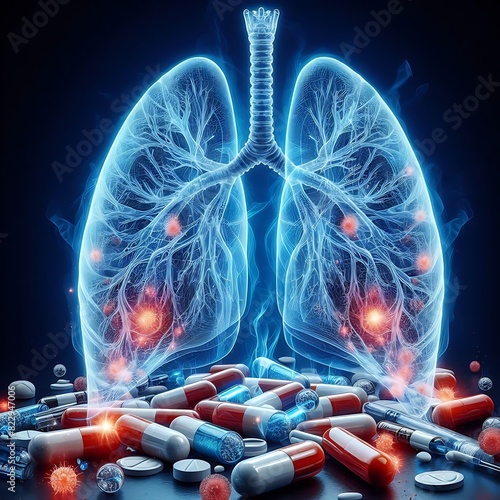 Drug addiction, effects of smoking and drugs on lungs, Generated Ai