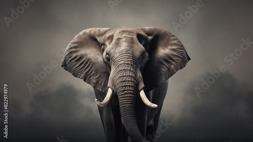 The large elephant, with its massive tusks and flapping ears, stood majestically on the safari, embodying the wild beauty of nature and the essence of a majestic wildlife mammal.