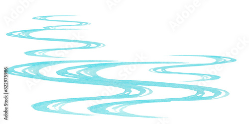 透明水彩で描いた和風の波紋の背景イラスト 流水紋