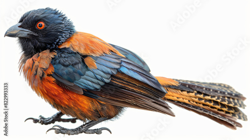 greater coucal on white background