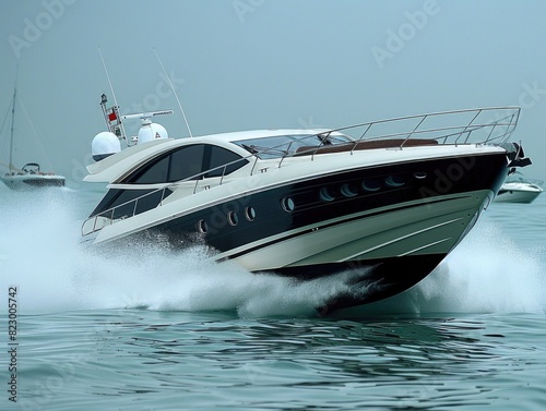 White speedboats sailing in the sea