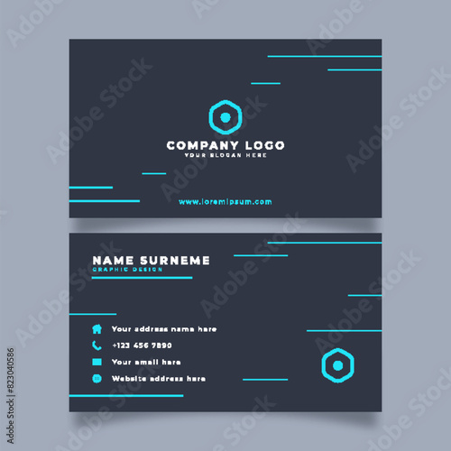 Minimalistic business card template design. Featuring a two-sided layout with a combination of gray colors. Vector illustration.