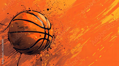 Basketball: Orange basketball with black lines