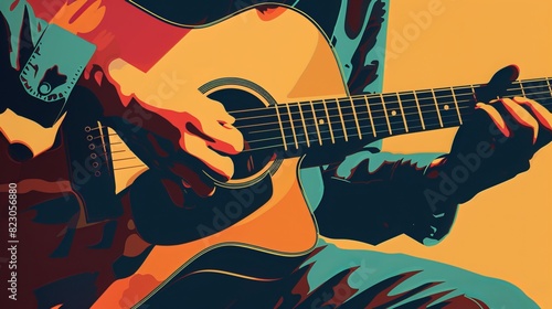 Musician Playing Guitar: A musician strums a guitar, skillfully plucking the strings and creating harmonious melodies that captivate the audience