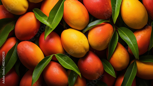 fruit background. flat lay photography of mangos 