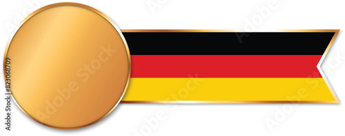 gold medal with ribbon banner with flag of Germany