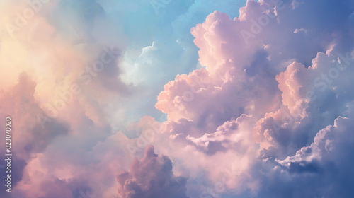 background of renaissance cloud painting Soft Pastel Blue & Pink Clouds: Late Morning Renaissance Painting, Dreamy Soft Light