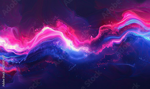 Modern abstract with neon pink and electric blue streaks against a dark background, Generate AI