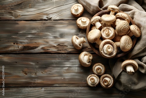 A close up of a bowl of mushrooms on a wooden table