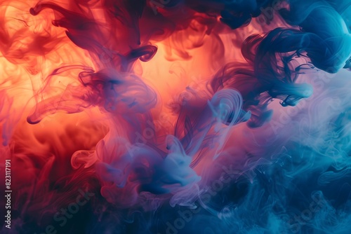 Colorful liquid substance dispersed in the air