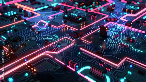 Cybernetic chips with neon traces