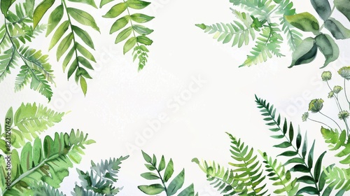 Business card, banner, frame, wreath, and cover template set from watercolor ferns