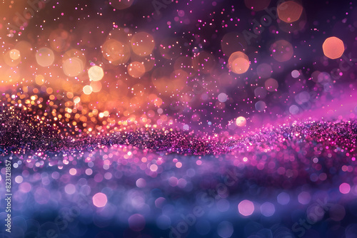 Close up of glittery purple and blue background