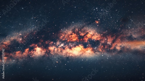 Colorful milkyway galaxy night stars landscape