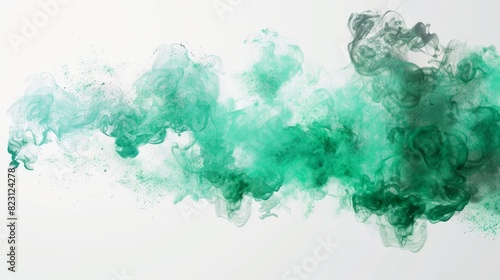 Indian Holi paint with green smoke, bad odor, and toxic gas realistic modern illustration. Green stink haze, smog, smog cloud, smog vapor, stench haze color spray isolated on transparent background.