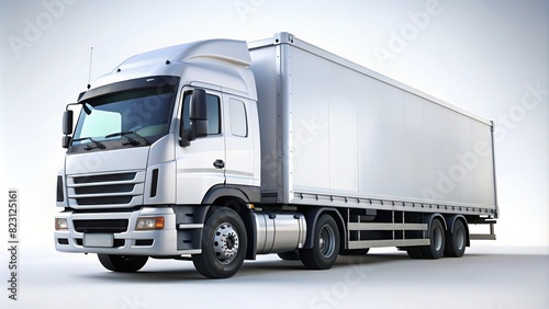 White cargo truck on background, perfect for transportation industry designs