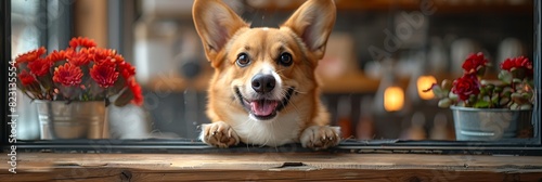 a lively dogfriendly cafe a charming corgi named Winston charms patrons with his playful antics and irresistible smile his expressive ears and joyful demeanor earning him admirers from all who visit