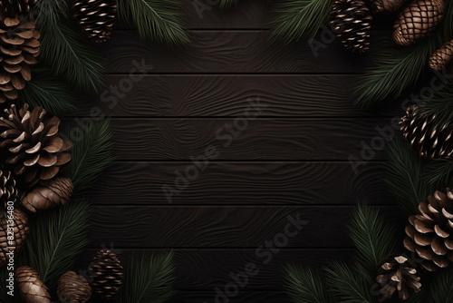 pine cones and pinecones on a black background