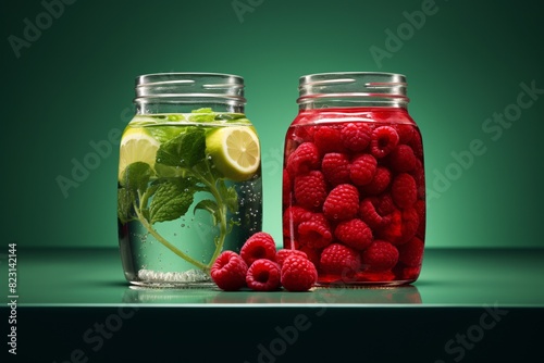 jars of fruit and liquid