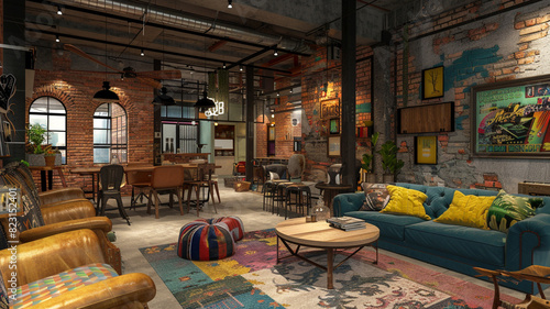 interior background in a hipster style. 3d rendering.