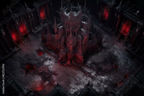 DnD Battlemap Dark Castle in a Demonic Realm - Kingdom's malevolent stronghold.