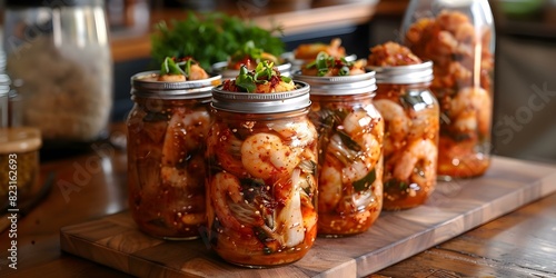 Making traditional Korean kimchi in a modern kitchen stepb. Concept Korean Kimchi, Traditional Recipe, Modern Kitchen, Step-by-Step Guide, Fermented Foods