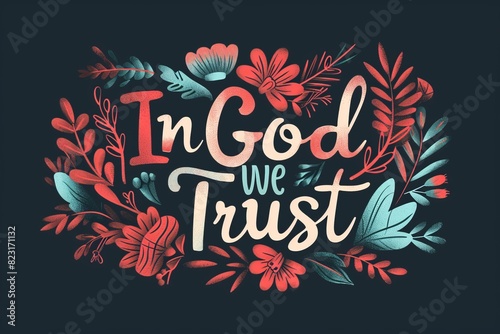 American national words inscription “In god we trust”. Faith in God. 