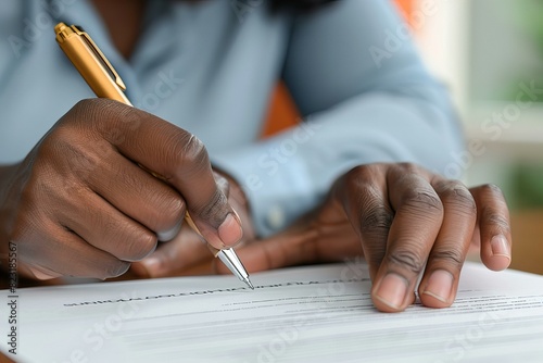 Person writing letter with pen on paper