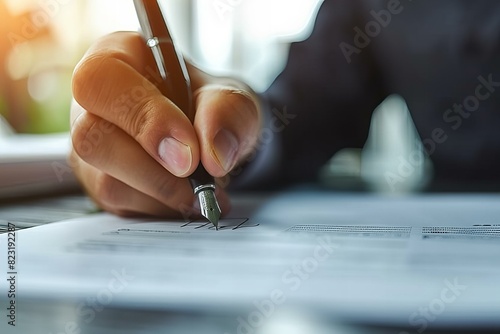Person writing paper pen