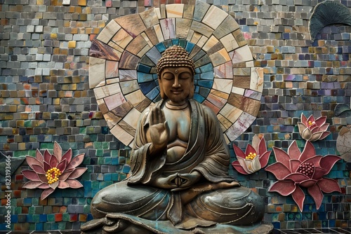 Buddha statue seated on magnificent lotus