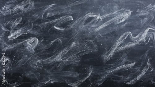 Abstract Chalk Strokes on Classroom Blackboard