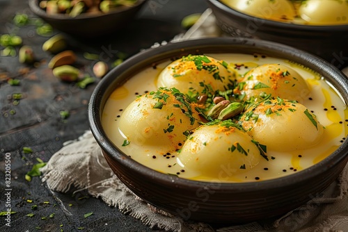 Bangladesh Rasmalai Dessert, Cheese Dumplings Soaked in Sweetened, Saffron-Infused Milk