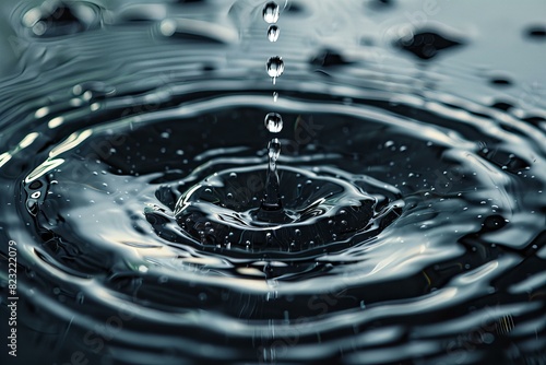 Water drop plunging into pool closeup