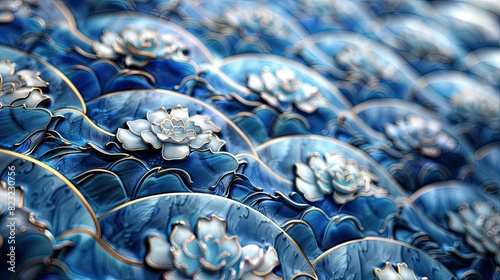 an elegant 3d rendered Chinoiserie pattern design made of porcelain