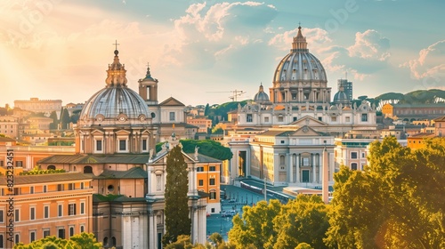 Rome's landmarks shine under the midday sun, blending ancient ruins with modern architecture, showcasing timeless charm.