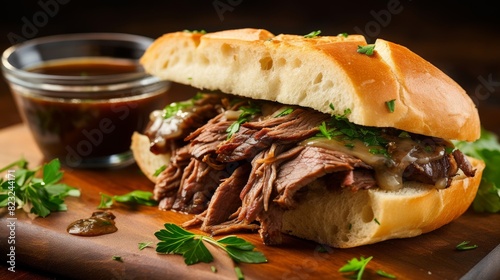 Classic French dip sandwich au jus