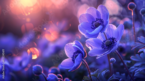 Beautiful anemone flowers with soft focus in spring or