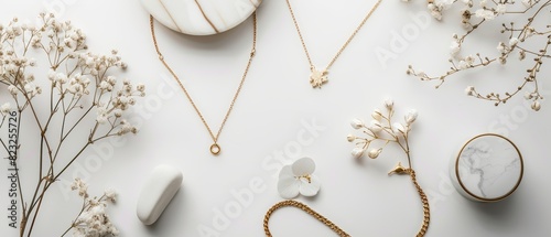 Minimalist jewelry set on a clean white background