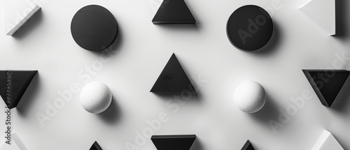 Simple geometric shapes in black and white